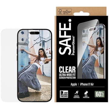 Protector de ecran din sticlă temperată iPhone Air PanzerGlass Safe Ultra-Wide Fit - 9H - Transparent