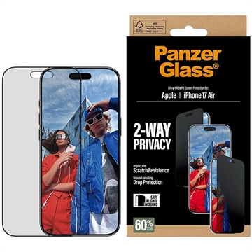Protector de ecran Privacy iPhone Air PanzerGlass Ultra-Wide Fit EasyAligner 2-Way - 9H - Margine neagră