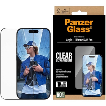 Geam Protecție Ecran iPhone 17/16 Pro - PanzerGlass Ultra-Wide Fit EasyAligner - Transparent