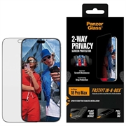 iPhone 18 Pro Max PanzerGlass Ultra-Wide Fit cu protecție de ecran FastFit In-A-Box cu efect de confidențialitate bidirecțional - 9H - Margine neagră