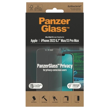 Geam Protecție Ecran - 9H - iPhone 13 Pro Max/14 Plus - PanzerGlass Ultra-Wide Fit Privacy - Negru