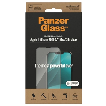 Geam Protecție Ecran - 9H - iPhone 13 Pro Max/14 Plus - PanzerGlass Ultra-Wide Fit - Negru