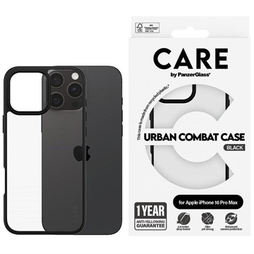 Husă iPhone 16 Pro Max PanzerGlass Care Urban Combat - Negru / Transparent