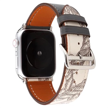 Curea Piele Apple Watch Series 9/8/SE (2022)/7/SE/6/5/4/3/2/1 - Pattern - 41mm/40mm/38mm - Negru
