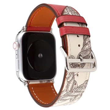 Curea Piele Apple Watch Series 9/8/SE (2022)/7/SE/6/5/4/3/2/1 - Pattern - 41mm/40mm/38mm - Roșu
