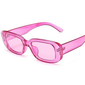 Ochelari de soare retro cu ramă pătrată, model petite - roz
