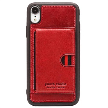 Husă TPU pentru iPhone XR acoperită cu piele Pierre Cardin cu suport - roșu
