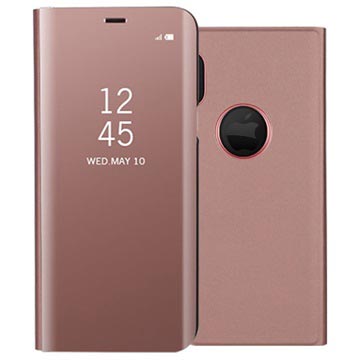 Husă cu rabat pentru iPhone X / iPhone XS Luxury Series Mirror View - Aur roz