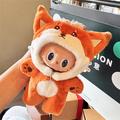 Salopeta cu glugă din pluș cu tematică animală pentru păpușa Labubu 17cm - Fox