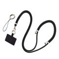 Poliester Telefon Lanyard reglabil 5 mm curea de gât curea pentru telefonul mobil Crossbody curea cu patch - negru