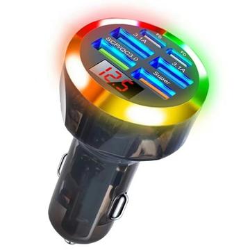 Încărcător auto rapid portabil cu 6 porturi 150W cu PD și QC3.0 - Negru