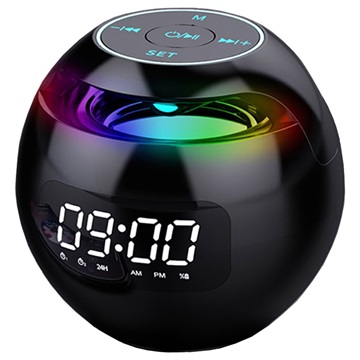 Boxă Bluetooth Portabilă cu Ceas LED cu Alarmă - Negru