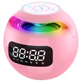 Boxă Bluetooth Portabilă cu Ceas LED cu Alarmă - Roz