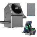 Stație de încărcare wireless magnetică rotativă Qi2 3-în-1 premium - Gri