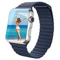 Curea din piele premium Apple Watch Series Ultra 2/Ultra/9/8/SE (2022)/7/SE/6/5/4/3/2/1 - 49mm/45 mm/44 mm/42 mm - albastru