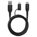 Cablu USB-C / Lightning la USB-A Prio 2-in-1 High-Speed - 1.2m - Negru