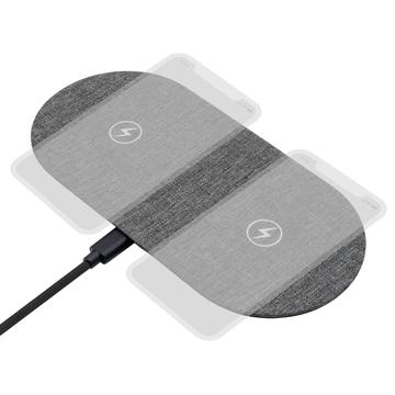 ProXtend Fabric Covered Dual Wireless Charger 10W - Gri