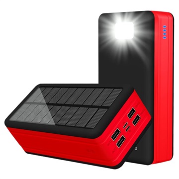 Baterie Externă Solară Psooo PS-400 - 4xUSB-A, 50000mAh - Roșu