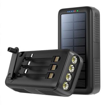 Psooo PS-618 30000mAh Bancă de energie solară cu manivela - Negru