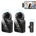 Set de 2 microfoane lavalier fără fir Puluz PU647B cu receptor Lightning - Negru