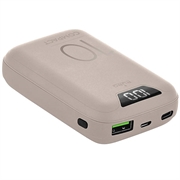 Puro Compact Power Bank 10000mAh cu afișaj - USB-A, USB-C, 15W - roz