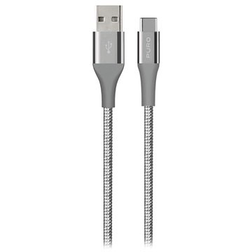 Cablu USB-A / USB-C de încărcare și sincronizare Puro Fabric K2 - 1,2 m - Gri cosmic