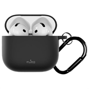 Husă din silicon AirPods 4 Puro Icon cu carabină - Negru