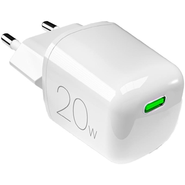 Încărcător de perete Puro MiniPro GaN USB-C - 20W - Alb