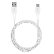 Cablu Puro Plain USB-A/USB-C - 1m, 15W - Alb