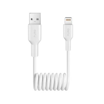 Cablu spiralat Puro USB-A / Lightning - 1m - Alb