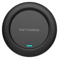Q18 Round Shape Wireless Charger 15W Fast Charging Desktop Charging Pad - Negru