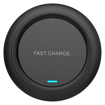 Q18 Round Shape Wireless Charger 15W Fast Charging Desktop Charging Pad - Negru