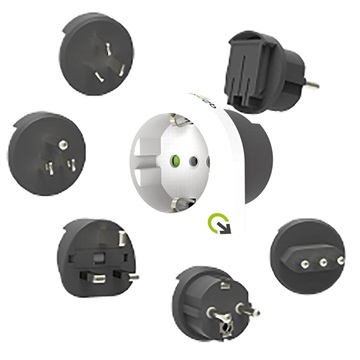 Adaptor de călătorie Q2Power Qplux Europe 5-în-1 - alb