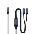 QGEEM CC0082 Cablu de încărcare rapidă USB-C împletiți cu două porturi USB-C - 140W, 1.2m - Negru