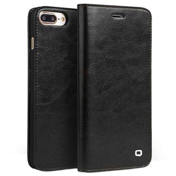 Husa din piele portofel clasica pentru iPhone 7 Plus Qialino - neagra
