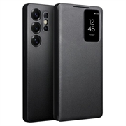 Husă Piele Flip Samsung Galaxy S25 Ultra - Qialino Smart View - Negru