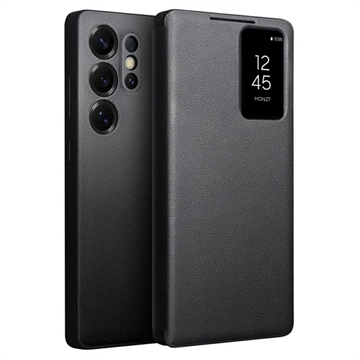 Husă Piele Flip Samsung Galaxy S25 Ultra - Qialino Smart View - Negru