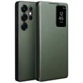 Husă Piele Flip Samsung Galaxy S25 Ultra - Qialino Smart View - Verde