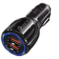 Încărcător rapid auto 3.0 30W DC-681 - 2 x USB - Negru