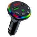 Transmițător FM Bluetooth LED RGB / Încărcător Auto F13 cu 2x USB