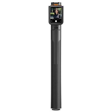 RK-X40W Ultra Bluetooth Selfie Stick cu oglindire a ecranului și suport Auto Pop-Open - Negru
