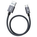 Cablu USB-C Împletit din Nailon Rampow T04 - 2m - Negru