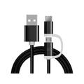 Cablu împletitură 2-in-1 Reekin - MicroUSB & USB-C - 1m - Negru