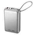 Remax AS-182-45 Baterie externă de 20000 mAh cu cabluri USB-C și Lightning - 45W - Argintiu