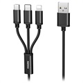 Cablu USB 3-în-1 Remax Gition - Lightning, Type-C, MicroUSB