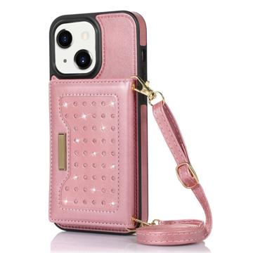 Husă cu Portofel iPhone 14 Plus - Rhinestone Decor