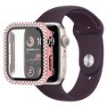 Husă cu Sticlă Temperată Rhinestone Decorative - Apple Watch SE (2022)/SE/6/5/4 - 44mm - Roz