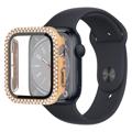 Husă cu Sticlă Temperată Rhinestone Decorative - Apple Watch Series 9/8/7 - 45mm - Auriu