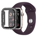 Husă cu Sticlă Temperată Rhinestone Decorative - Apple Watch SE (2022)/SE/6/5/4 - 44mm - Negru