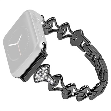 Brățară Rhinestone Fan-shaped - Apple Watch Ultra 2/Ultra/10/9/8/SE (2022)/7/SE/6/5/4/3/2/1 - 49mm/46mm/45mm/44mm/42mm - Negru